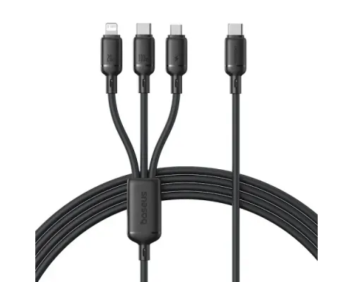 PD кабель Baseus Silky 3in1 USB-C to M+L+C 100W 1.5m Black P10377706123-00 mag-6932172685119147487