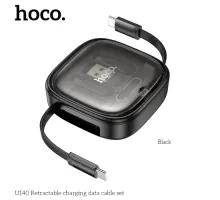 PD Кабель HOCO U140 Retractable ALL-IN-ONE set 60W 0.95m black mag-6942007642064146737