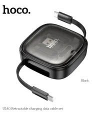 PD Кабель HOCO U140 Retractable ALL-IN-ONE set 60W 0.95m black mag-6942007642064146737