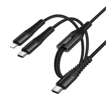 Кабель HOCO X123 Victory 2-in-1 charging cable(C to iP+C) 1m. Black mag-6942007663588152108
