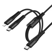 Кабель HOCO X123 Victory 2-in-1 charging cable(C to iP+C) 1m. Black mag-6942007663588152108