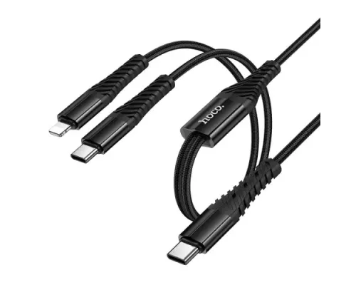 Кабель HOCO X123 Victory 2-in-1 charging cable(C to iP+C) 1m. Black mag-6942007663588152108
