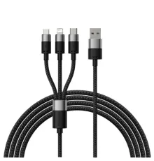 USB Baseus StarSpeed 1-for-3 Fast Charging Data Cable USB to M+L+C 3.5A 1.2m Black CAXS000001 mag-6932172622268152077