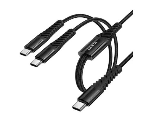 Кабель HOCO X123 Victory 2-in-1 charging cable(C to C+C) 1m. Black mag-6942007663595152109