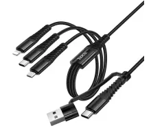 Кабель HOCO X123 Victory 3-in-1 charging cable(USB/C to iP+C+Micro) 1m Black mag-6942007663601153950