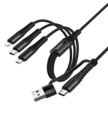 Кабель HOCO X123 Victory 3-in-1 charging cable(USB/C to iP+C+Micro) 1m Black mag-6942007663601153950