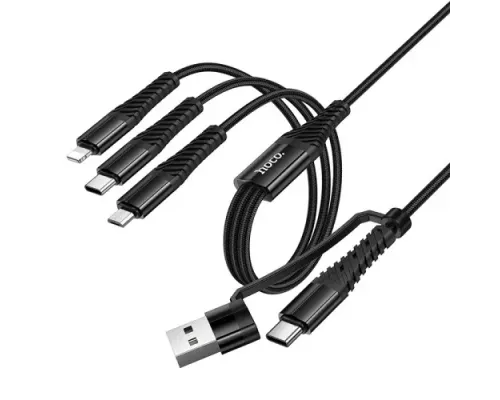 Кабель HOCO X123 Victory 3-in-1 charging cable(USB/C to iP+C+Micro) 1m Black mag-6942007663601153950