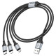 Кабель HOCO X102 Fresh 3-in-1 charging data cable(iP+Micro+Type-C) 1m. Black mag-6942007608794132445
