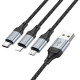 Кабель HOCO X102 Fresh 3-in-1 charging data cable(iP+Micro+Type-C) 1m. Black mag-6942007608794132445