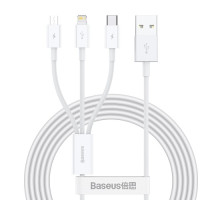 USB кабель Baseus Superior Series Fast Charging Data Cable USB to M+L+C 3.5A 1.5m White CAMLTYS-02 mag-695315620553656010
