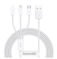 USB кабель Baseus Superior Series Fast Charging Data Cable USB to M+L+C 3.5A 1.5m White CAMLTYS-02 mag-695315620553656010