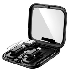 Кабель HOCO U114 Treasure box storage Multi/Micto/Type-C/Lightning/PD/Card-Pin 3A/1.2m. Black mag-6931474790750138637