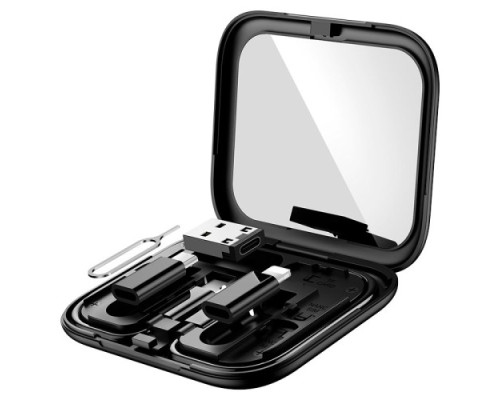 Кабель HOCO U114 Treasure box storage Multi/Micto/Type-C/Lightning/PD/Card-Pin 3A/1.2m. Black mag-6931474790750138637