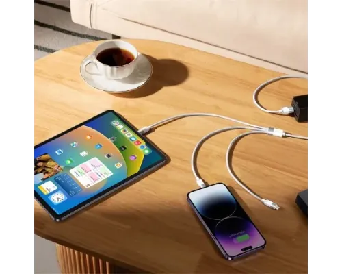 USB Baseus StarSpeed 1-for-3 Fast Charging Data Cable USB to M+L+C 3.5A 1.2m White CAXS000002 mag-6932172622299152078