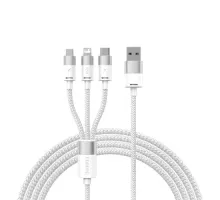 USB Baseus StarSpeed 1-for-3 Fast Charging Data Cable USB to M+L+C 3.5A 1.2m White CAXS000002 mag-6932172622299152078