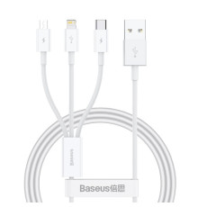 USB Baseus Superior Series Fast Charging Data Cable USB to M+L+C 3.5A 1m White P10320105221-00 mag-693217263502254594
