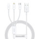 USB Baseus Superior Series Fast Charging Data Cable USB to M+L+C 3.5A 1m White P10320105221-00 mag-693217263502254594