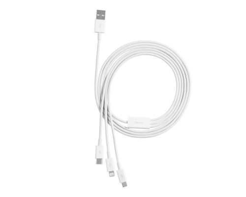 USB Baseus Superior Series Fast Charging Data Cable USB to M+L+C 3.5A 1m White P10320105221-00 mag-693217263502254594