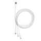 USB Baseus Superior Series Fast Charging Data Cable USB to M+L+C 3.5A 1m White P10320105221-00 mag-693217263502254594
