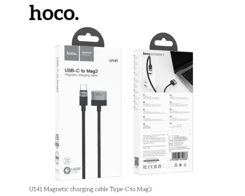 PD Кабель HOCO U141 Magnetic charging cable Type-C to Mag3 140W (28V/5A) 1.8m Black mag-6942007642088144056