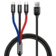 USB кабель Baseus 3-in-1 Three Primari Colors (Lightning/Micro/Type-C) 3,5A/0,3m. Black CAMLT-ASY01 mag-6953156273931145781