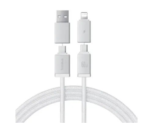 USB/PD кабель Baseus Versatile Two-for-Two U+C to C+L 60W 1m White P10383000211-00 mag-6932172684648145741