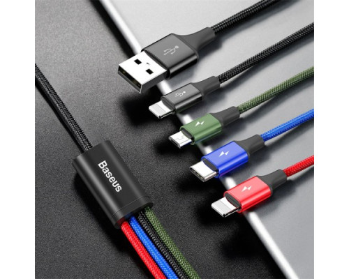 USB кабель Baseus Fast 4-in-1 Cable For lightning(2)+Type-C+Micro 3.5A 1.2M Black CA1T4-A01 mag-6953156278486135404