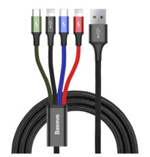 USB кабель Baseus Fast 4-in-1 Cable For lightning(2)+Type-C+Micro 3.5A 1.2M Black CA1T4-A01 mag-6953156278486135404