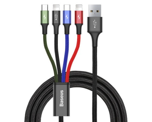 USB кабель Baseus Fast 4-in-1 Cable For lightning(2)+Type-C+Micro 3.5A 1.2M Black CA1T4-A01 mag-6953156278486135404
