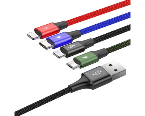 USB кабель Baseus Fast 4-in-1 Cable For lightning(2)+Type-C+Micro 3.5A 1.2M Black CA1T4-A01 mag-6953156278486135404