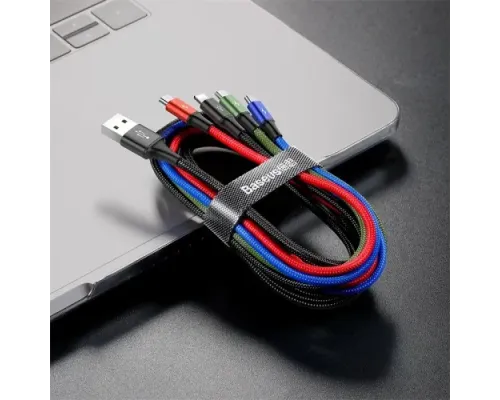 USB кабель Baseus Fast 4-in-1 Cable For lightning+Type-C(2)+Micro 3.5A 1.2M Black CA1T4-B01 mag-6953156278493145782