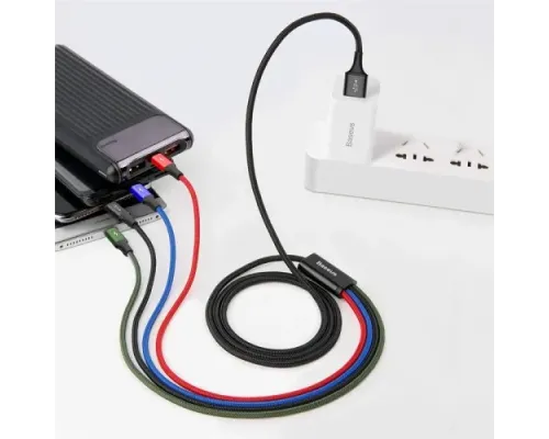 USB кабель Baseus Fast 4-in-1 Cable For lightning+Type-C(2)+Micro 3.5A 1.2M Black CA1T4-B01 mag-6953156278493145782