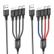 Кабель HOCO X76 4-in-1 Super charging cable(Type-C+Type-C+iP+Micro) 2A/1m Black mag-6931474767424143990