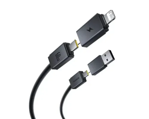 USB/PD кабель Baseus Versatile Two-for-Two U+C to C+L 60W 1m Black P10383000121-01 mag-6932172684679145742