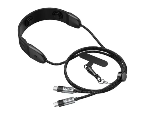 PD Кабель HOCO U145 100W charging data cable C to C neck hanging with massager Black mag-6942007662970146173
