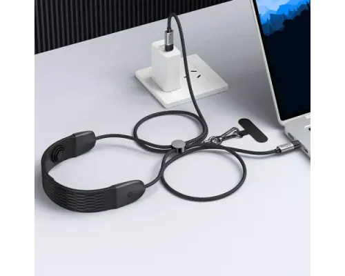 PD Кабель HOCO U145 100W charging data cable C to C neck hanging with massager Black mag-6942007662970146173