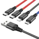 Кабель HOCO X76 4-in-1 Super charging cable(Type-C+Type-C+iP+Micro) 2A/1m Black/red/blue mag-6931474768650143991