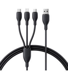 USB кабель Baseus Ultra-Fast 3in1 Fast Charging Cable USB to M+L+C 3.5A 0.8m Black P10376303121-01 mag-6932172679590135359