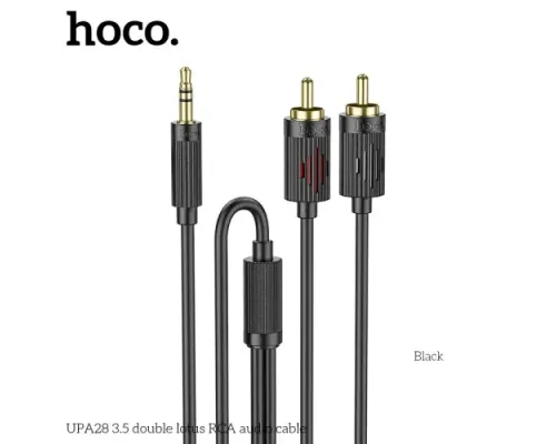 Аудіоадаптер НОСО UPA28 3.5 double lotus RCA audio cable 1.5m Чорний mag-6942007607759151411