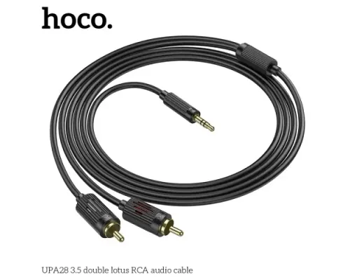Аудіоадаптер НОСО UPA28 3.5 double lotus RCA audio cable 1.5m Чорний mag-6942007607759151411