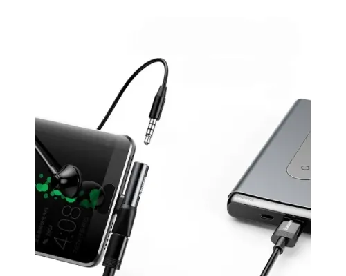 AUX-адаптер BASEUS L41 Type-C Male to Type-C/AUX(3,5) Female Black CATL41-01 mag-6953156282278145784