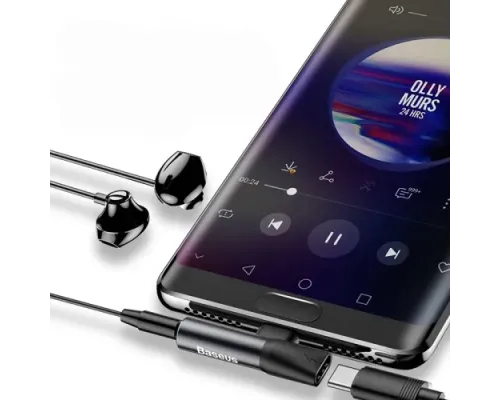 AUX-адаптер BASEUS L41 Type-C Male to Type-C/AUX(3,5) Female Black CATL41-01 mag-6953156282278145784