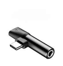 AUX-адаптер BASEUS L41 Type-C Male to Type-C/AUX(3,5) Female Black CATL41-01 mag-6953156282278145784