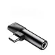 AUX-адаптер BASEUS L41 Type-C Male to Type-C/AUX(3,5) Female Black CATL41-01 mag-6953156282278145784