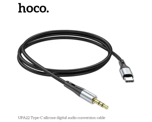 Аудіоадаптер НОСО UPA22 3,5male-Type-C silicone digital audio conversion cable 1m. Black mag-6931474769497143992
