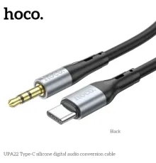 Аудіоадаптер НОСО UPA22 3,5male-Type-C silicone digital audio conversion cable 1m. Black mag-6931474769497143992