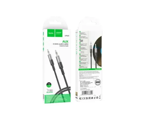 Аудіокабель НОСО UPA23 AUX audio cable 1m. Metal Grey mag-6931474783820151011