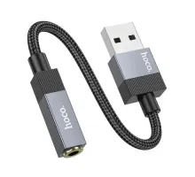 Аудіокабель НОСО UPA32D Clever converter USB to 3.5 1m black mag-6942007650946153095