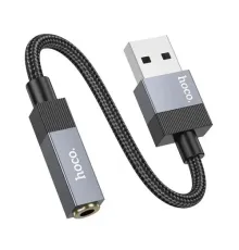 Аудіокабель НОСО UPA32D Clever converter USB to 3.5 1m black mag-6942007650946153095