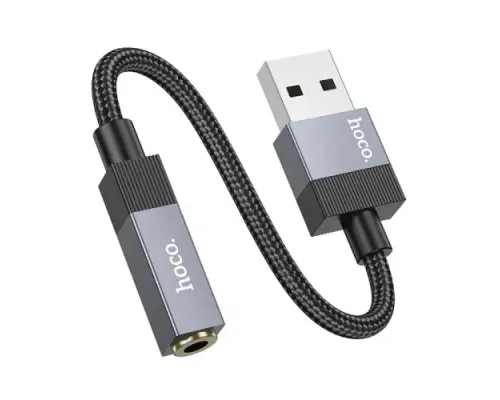 Аудіокабель НОСО UPA32D Clever converter USB to 3.5 1m black mag-6942007650946153095